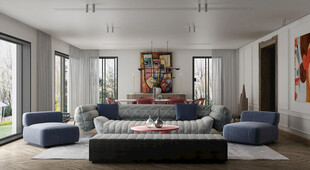 现代简约高级感新中式复古风客厅