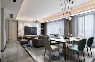 现代简约高级感新中式复古风客厅