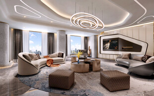 现代简约高级感新中式复古风客厅