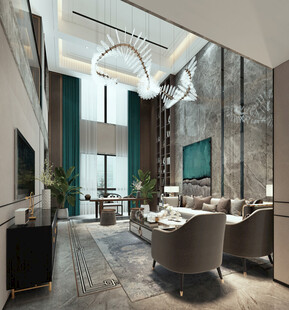 现代简约高级感新中式复古风客厅