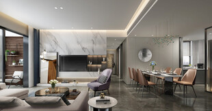 现代简约高级感新中式复古风客厅