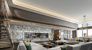 现代简约高级感新中式复古风客厅