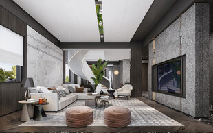 现代简约高级感新中式复古风客厅