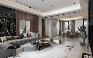 现代简约高级感新中式复古风客厅