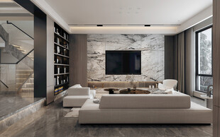 现代简约高级感新中式复古风客厅