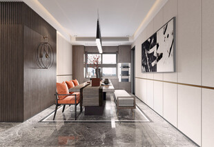 现代简约高级感新中式复古风客厅