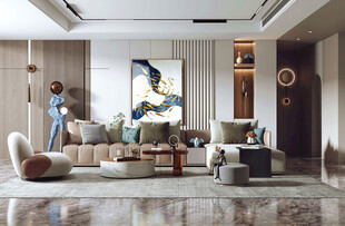 现代简约高级感新中式复古风客厅