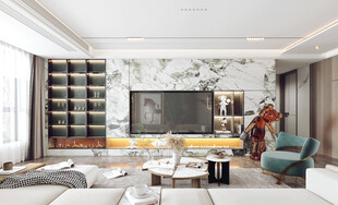 现代简约高级感新中式复古风客厅