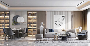 现代简约高级感新中式复古风客厅