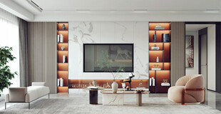 现代简约高级感新中式复古风客厅