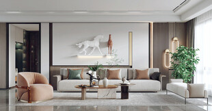 现代简约高级感新中式复古风客厅