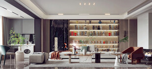 现代简约高级感新中式复古风客厅
