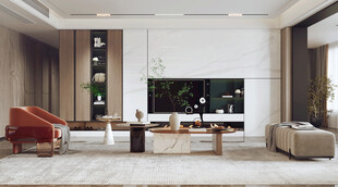 现代简约高级感新中式复古风客厅