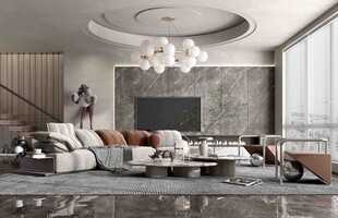 现代简约高级感新中式复古风客厅