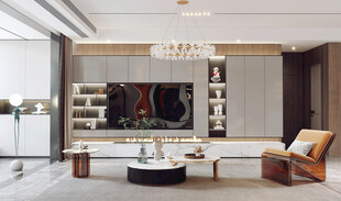 现代简约高级感新中式复古风客厅