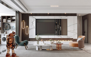 现代简约高级感新中式复古风客厅