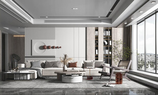 现代简约高级感新中式复古风客厅