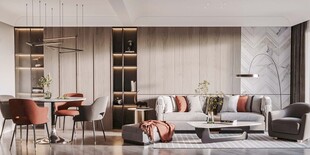 现代简约高级感新中式复古风客厅