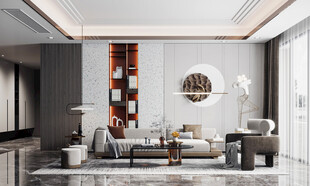 现代简约高级感新中式复古风客厅