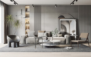 现代简约高级感新中式复古风客厅