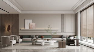 现代简约高级感新中式复古风客厅