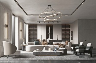 现代简约高级感新中式复古风客厅