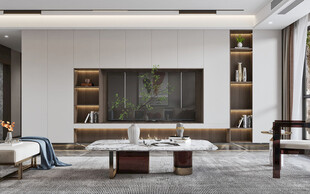 现代简约高级感新中式复古风客厅