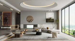 现代简约高级感新中式复古风客厅