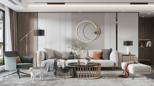 现代简约高级感新中式复古风客厅