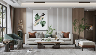 现代简约高级感新中式复古风客厅