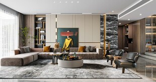 现代简约高级感新中式复古风客厅