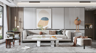 现代简约高级感新中式复古风客厅