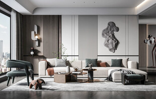 现代简约高级感新中式复古风客厅