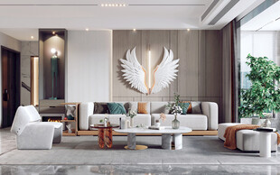 现代简约高级感新中式复古风客厅