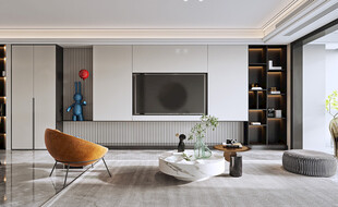 现代简约高级感新中式复古风客厅