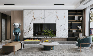 现代简约高级感新中式复古风客厅