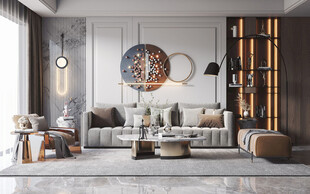 现代简约高级感新中式复古风客厅