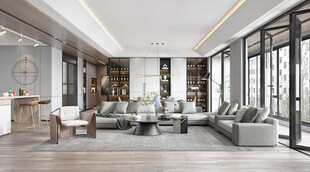 现代简约高级感新中式复古风客厅