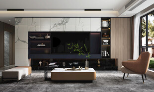 现代简约高级感新中式复古风客厅