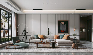 现代简约高级感新中式复古风客厅