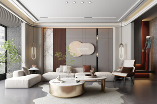 现代简约高级感新中式复古风客厅