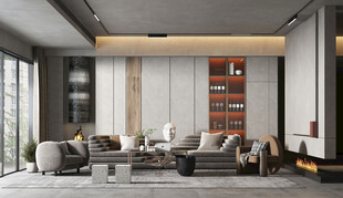 现代简约高级感新中式复古风客厅