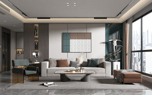 现代简约高级感新中式复古风客厅