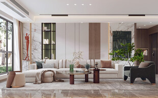 现代简约高级感新中式复古风客厅