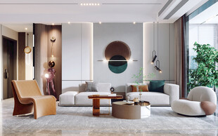 现代简约高级感新中式复古风客厅