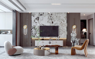 现代简约高级感新中式复古风客厅