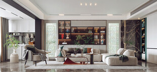 现代简约高级感新中式复古风客厅