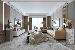 现代简约高级感新中式复古风客厅