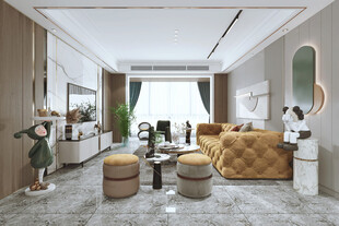 现代简约高级感新中式复古风客厅