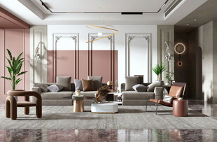 现代简约高级感新中式复古风客厅